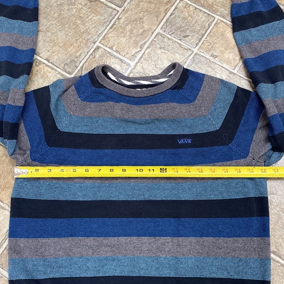 Vans Off the Wall Crewneck Striped Sweater, Size Small, Blue and Grey - Picture 7 of 10